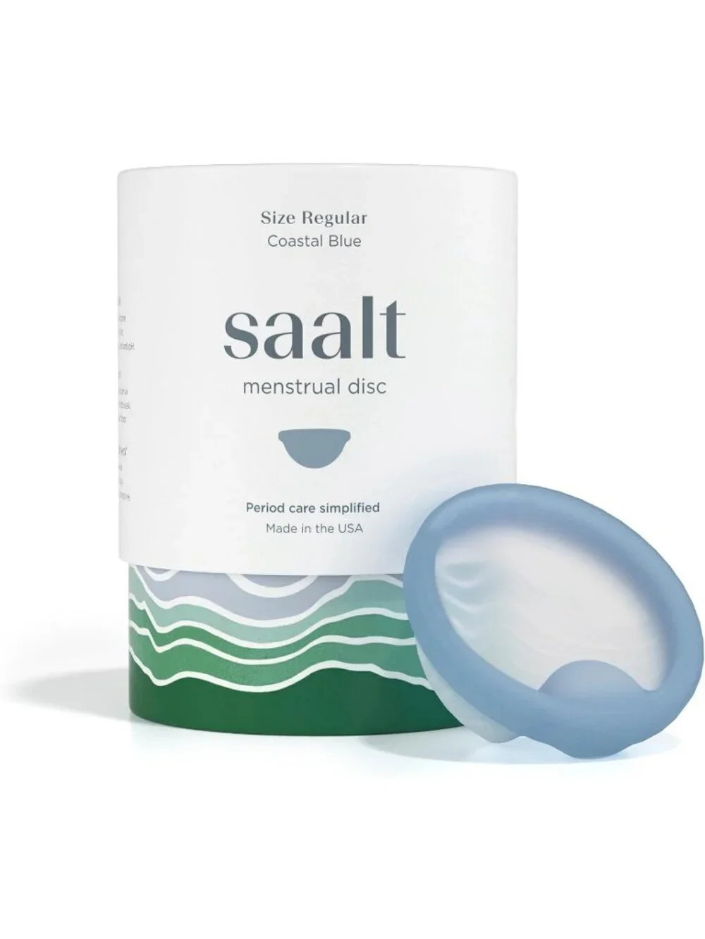 Saalt Menstrual Disc Regular Blue Reusable Silicone Period Disc Made in USA